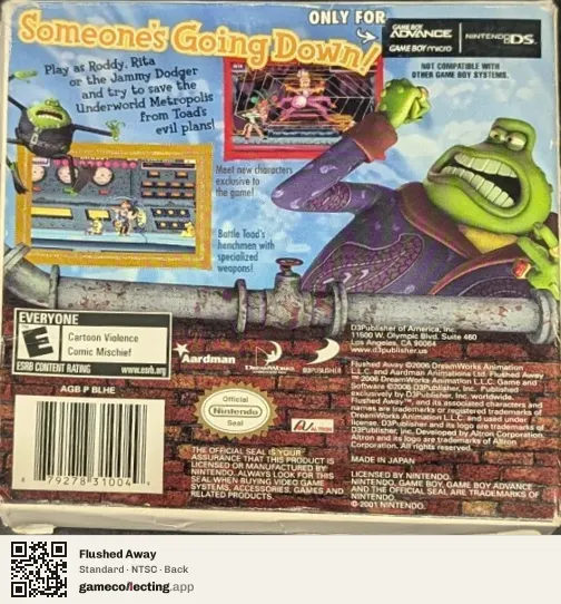 Flushed Away Game Boy Advance, NTSC box back
