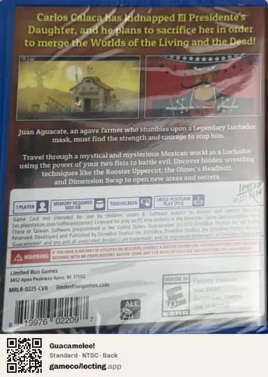 Guacamelee! PlayStation Vita, NTSC box back