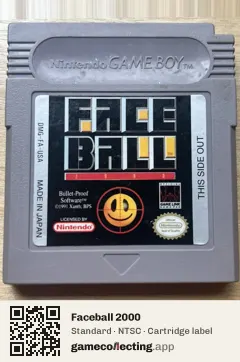 Faceball 2000 Game Boy, NTSC cartridge label