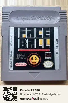 Faceball 2000 Game Boy, NTSC cartridge label