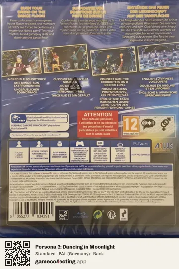 Persona 3: Dancing in Moonlight PlayStation 4, Germany box back