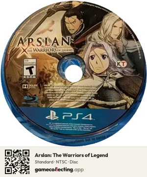 Arslan: The Warriors of Legend PlayStation 4, NTSC disc