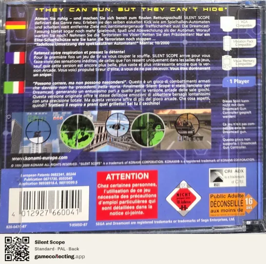 Silent Scope Sega Dreamcast, PAL box back