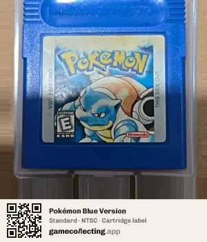 Pokémon Blue Version Game Boy, NTSC cartridge label