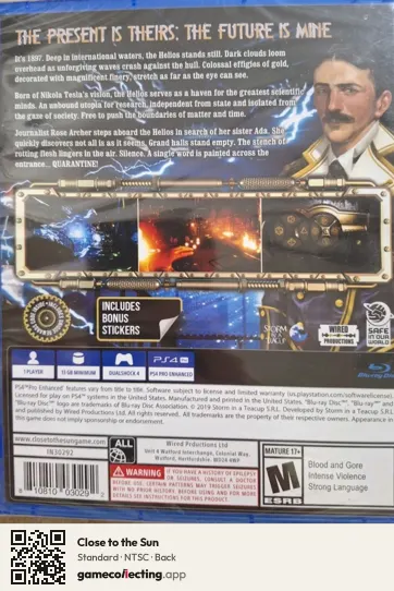 Close to the Sun PlayStation 4, NTSC box back