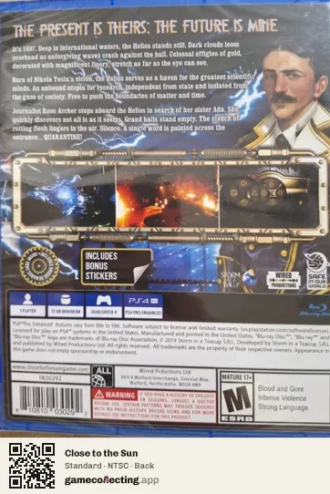 Close to the Sun PlayStation 4, NTSC box back