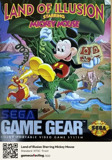 Land of Illusion Starring Mickey Mouse Sega Game Gear, NTSC box front