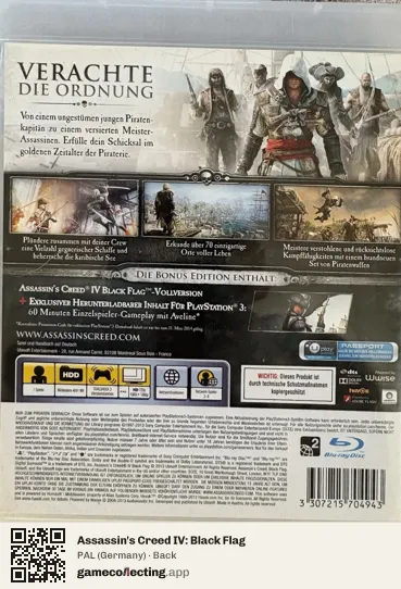 Assassin's Creed IV: Black Flag PlayStation 3, Germany box back