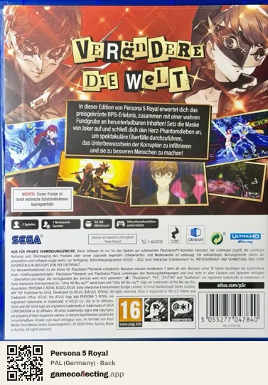 Persona 5 Royal PlayStation 5, Germany box back
