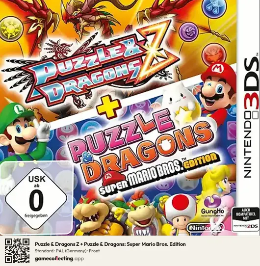 Puzzle & Dragons Z + Puzzle & Dragons: Super Mario Bros. Edition Nintendo 3DS, Germany box front