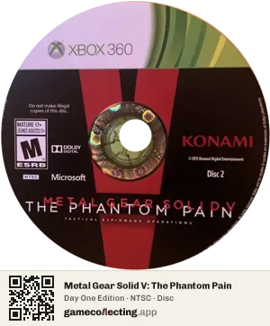 Metal Gear Solid V: The Phantom Pain Xbox 360, NTSC disc