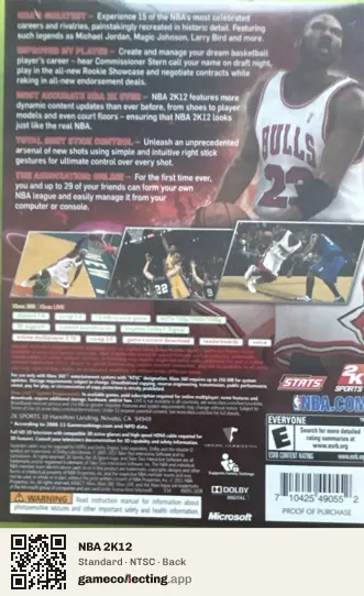 NBA 2K12 Xbox 360, NTSC box back