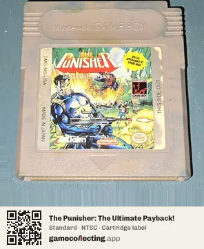 The Punisher: The Ultimate Payback! Game Boy, NTSC cartridge label