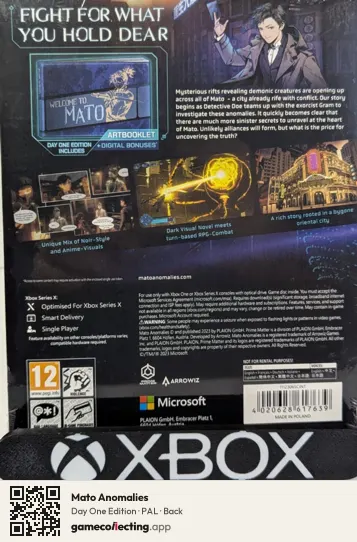 Mato Anomalies Xbox One, PAL box back