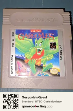 Gargoyle's Quest Game Boy, NTSC cartridge label