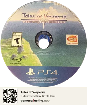 Tales of Vesperia PlayStation 4, NTSC disc