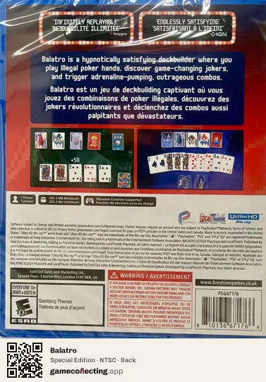 Balatro PlayStation 5, NTSC box back