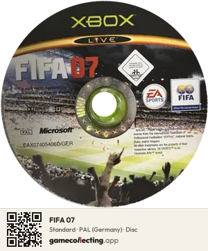FIFA 07 Xbox, PAL disc