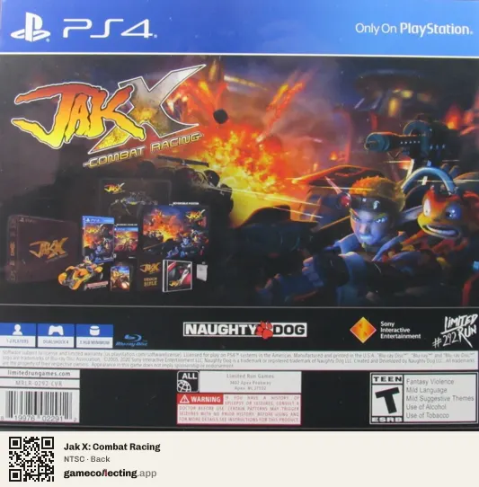 Jak X: Combat Racing PlayStation 4, NTSC box back