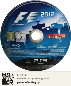 F1 2012 PlayStation 3, PAL disc