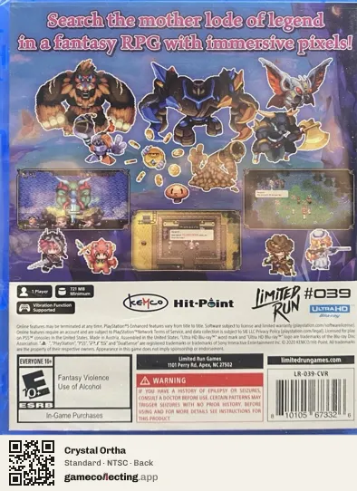 Crystal Ortha PlayStation 5, NTSC box back