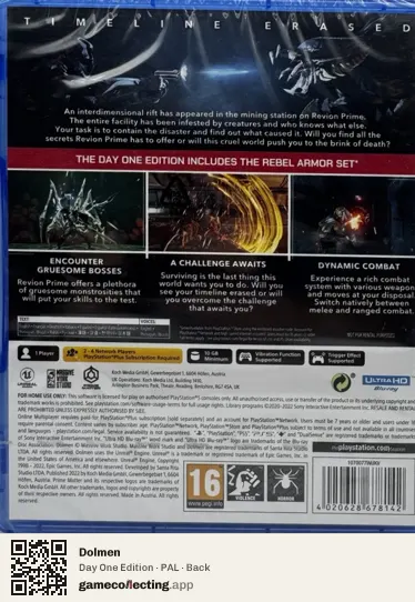 Dolmen PlayStation 5, PAL box back