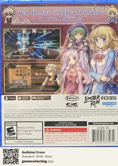 Asdivine Cross PlayStation 5, NTSC box back
