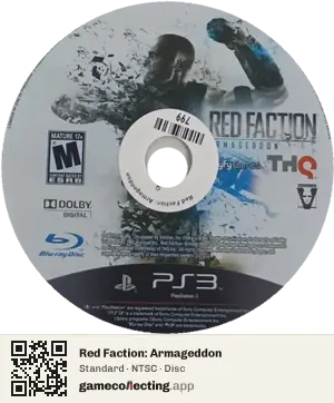 Red Faction: Armageddon PlayStation 3, NTSC disc