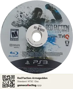 Red Faction: Armageddon PlayStation 3, NTSC disc