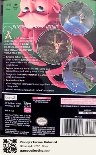 Disney's Tarzan: Untamed Nintendo GameCube, NTSC box back
