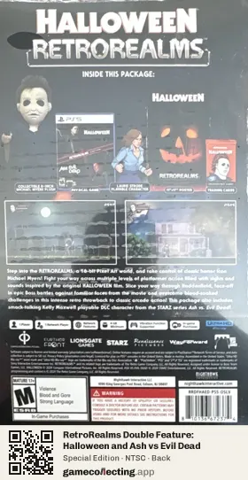 RetroRealms Double Feature: Halloween and Ash vs Evil Dead PlayStation 5, NTSC box back