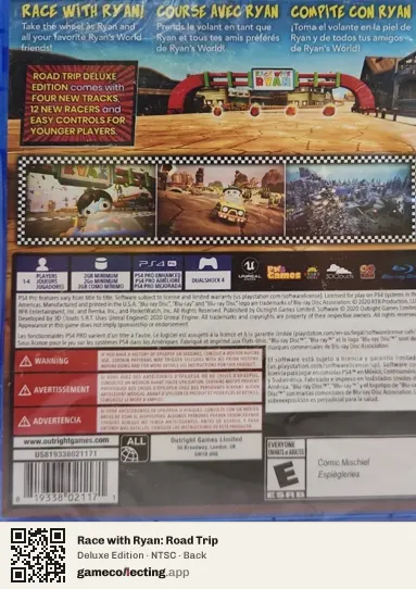 Race with Ryan: Road Trip PlayStation 4, NTSC box back