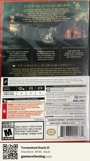 Tormented Souls II Nintendo Switch 2, NTSC box back