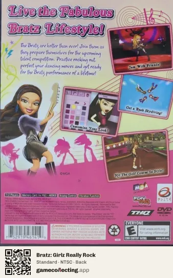 Bratz: Girlz Really Rock PlayStation 2, NTSC box back