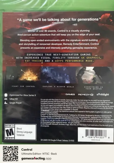 Control Xbox Series X, NTSC box back