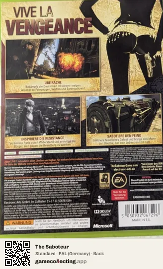 The Saboteur Xbox 360, Germany box back