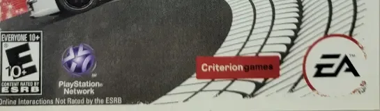 Need for Speed: Most Wanted: A Criterion Game, the ESRB box on its front