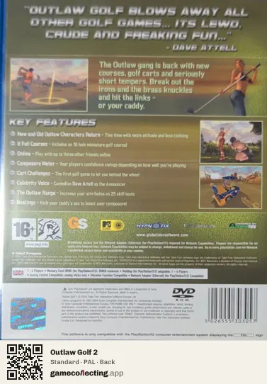 Outlaw Golf 2 PlayStation 2, PAL box back