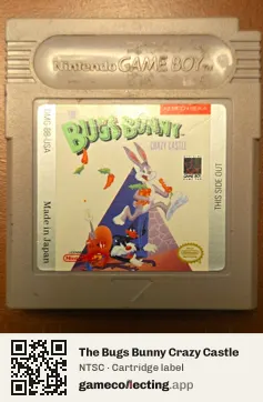The Bugs Bunny Crazy Castle Game Boy, NTSC cartridge label