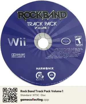 Rock Band Track Pack Volume 1 Nintendo Wii, NTSC disc