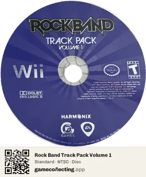 Rock Band Track Pack Volume 1 Nintendo Wii, NTSC disc