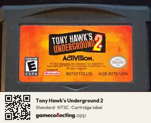 Tony Hawk's Underground 2 Game Boy Advance, NTSC cartridge label