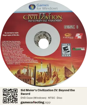 Sid Meier's Civilization IV: Beyond the Sword Computer, NTSC disc