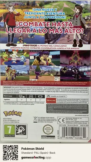 Pokémon Shield Nintendo Switch, Spain box back