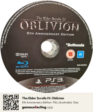 The Elder Scrolls IV: Oblivion PlayStation 3, PAL disc