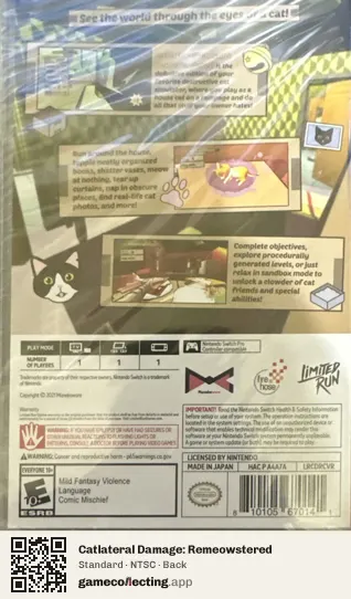 Catlateral Damage: Remeowstered Nintendo Switch, NTSC box back