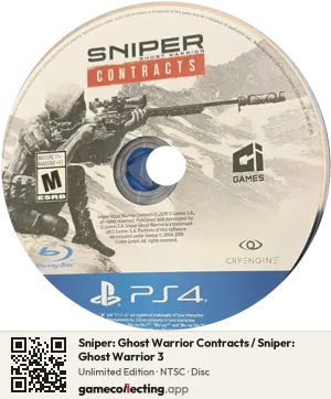 Sniper: Ghost Warrior Contracts / Sniper: Ghost Warrior 3 PlayStation 4, NTSC disc