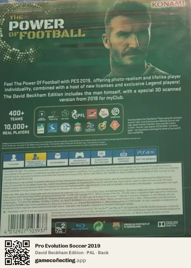 Pro Evolution Soccer 2019 PlayStation 4, PAL box back