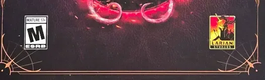 Baldur's Gate III, the ESRB box on its front