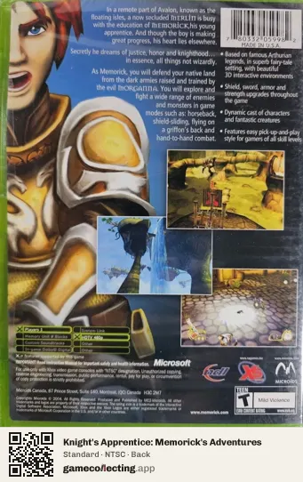 Knight's Apprentice: Memorick's Adventures Xbox, NTSC box back